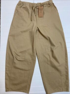 Thread & Supply Barrel Pants Sz M Camel Cotton Elastic Drawstring Streetwear NWT